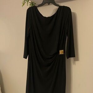 Elegant Black Dress with Gold Accent